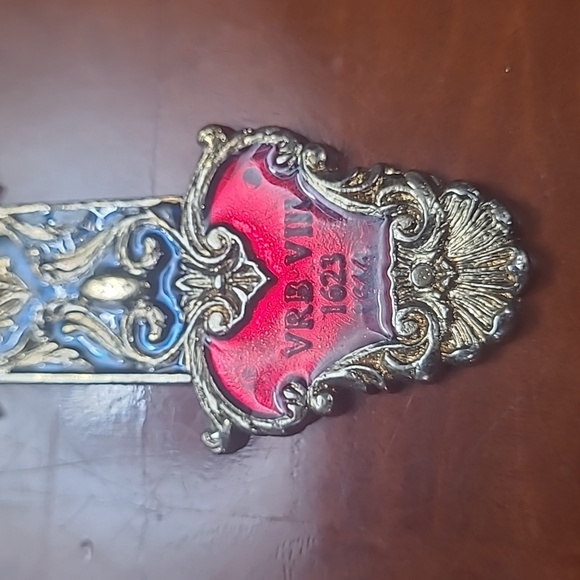 Kurt Adler Vatican Library Collection Enamel Pearls Cross Ornament Red/Blue - Picture 4 of 8